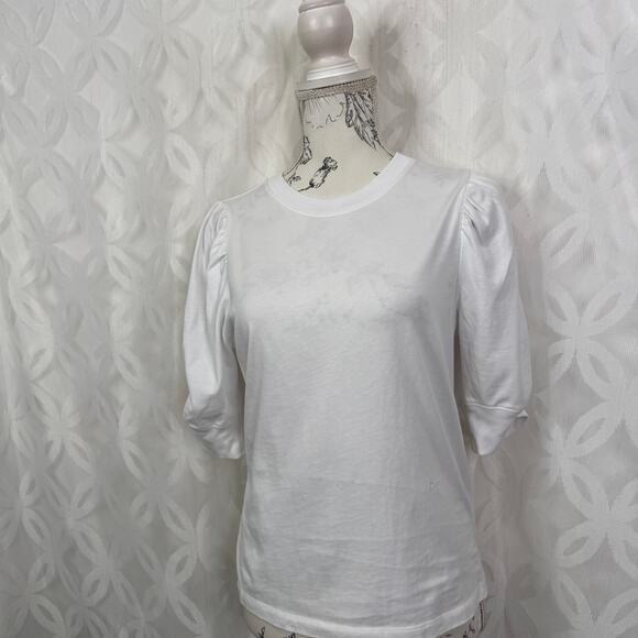 Frame‎ Cotton Frankie White Puff Sleeve Tee  Size S - Picture 7 of 16